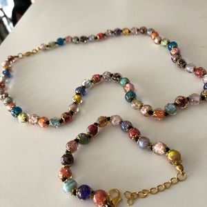 Murano glass necklace and bracelet